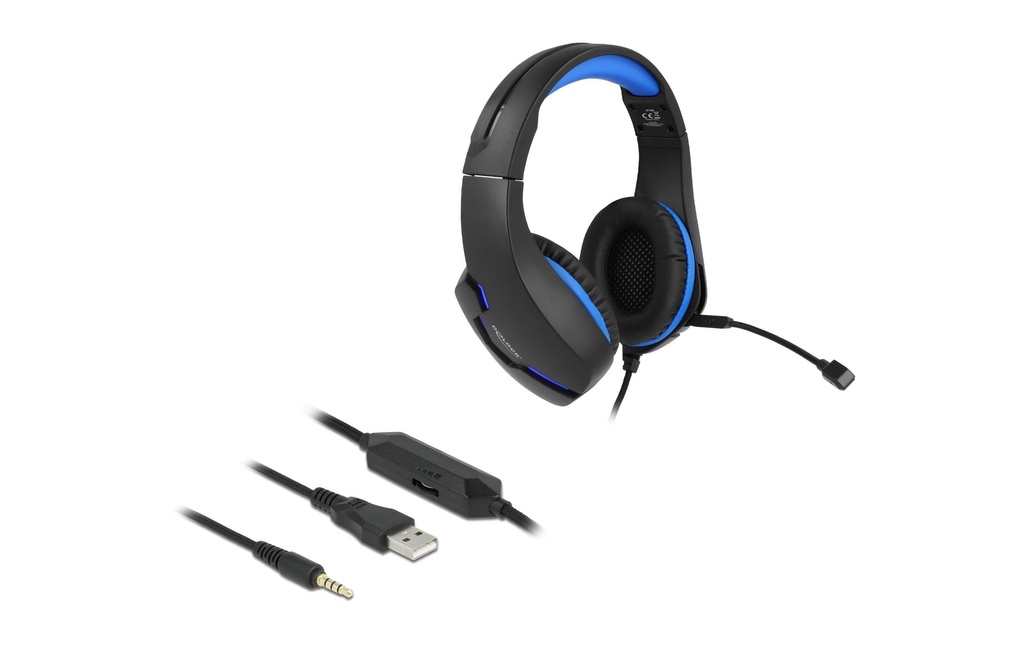 Delock Casque gaming Gaming Over-Ear LED Noir