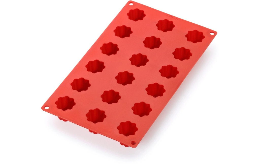 Lékué Boîte de cuisson cannelée Mini, silicone, Rouge, 18 alvéoles