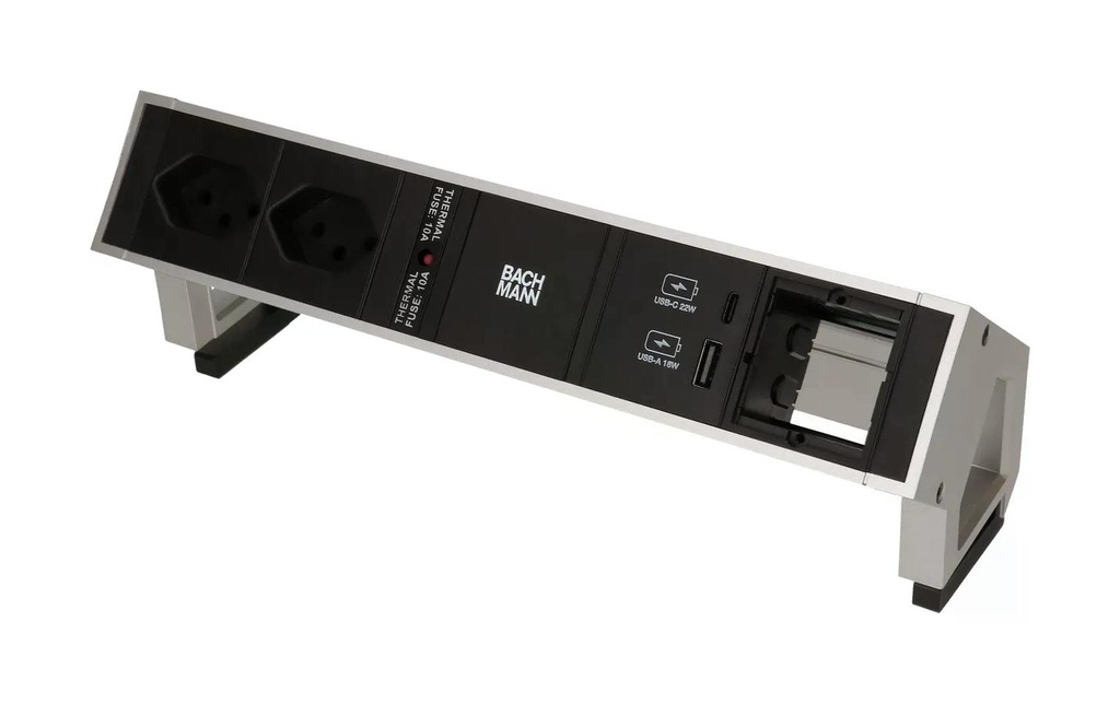 Bachmann Bloc multiprises de table DESK 2, 2x T13, 1x USB A/C, 1x vide