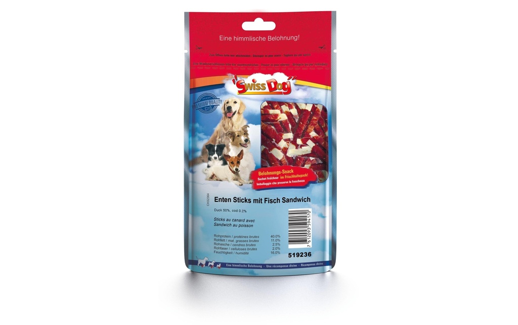 SwissDog Produit à mâcher  Sandwich au canard et au poisson 100 g