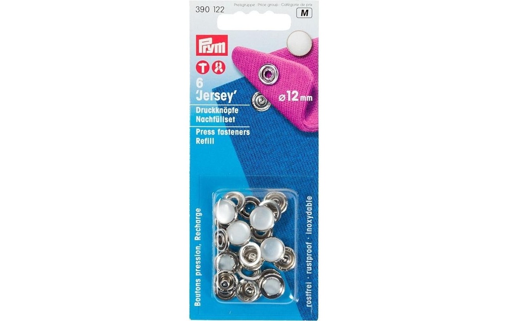 Prym Boutons poussoirs Casquette en jersey Blanc, 12 mm, 6 pièces