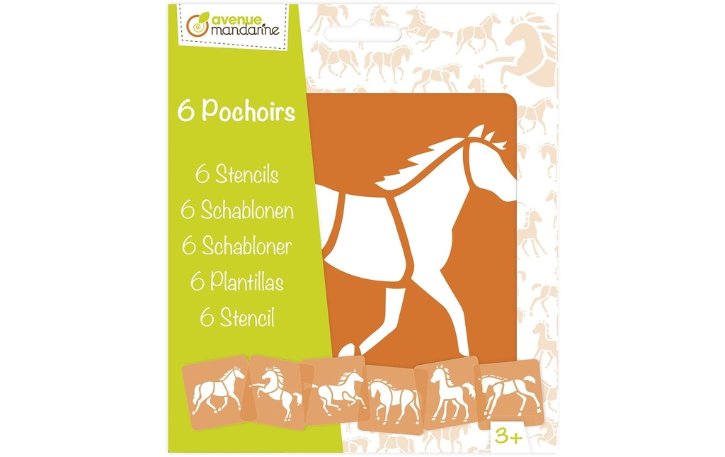 Avenue Mandarine Gabarit 15 x 15 cm, chevaux