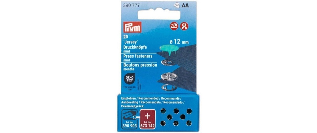 Prym Boutons poussoirs Jersey 12 mm, Menthe