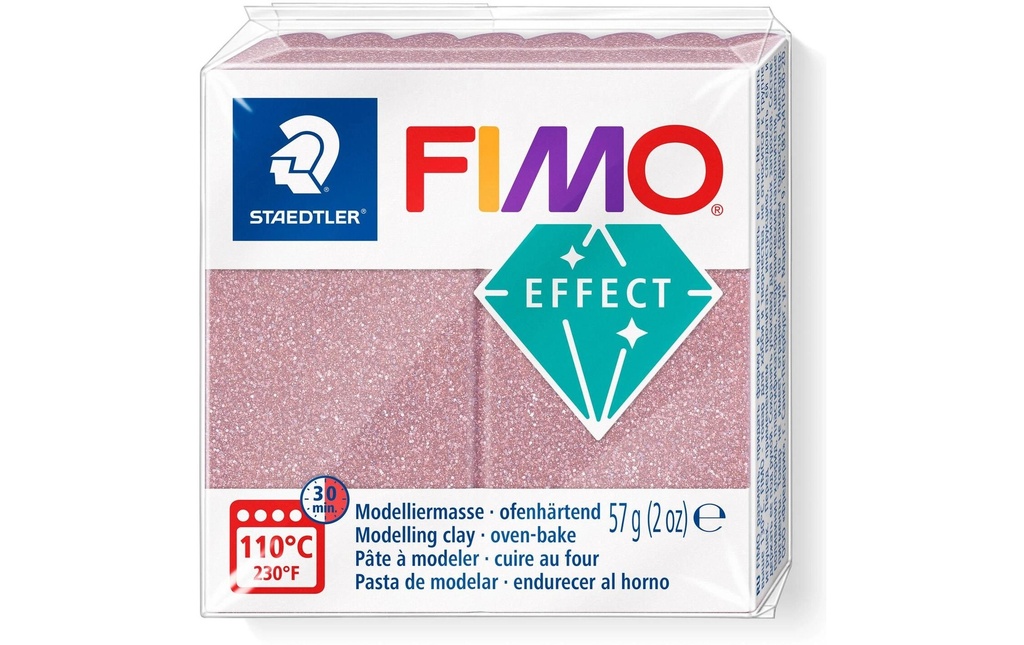 Fimo Matière à modeler Soft Paillettes or rose