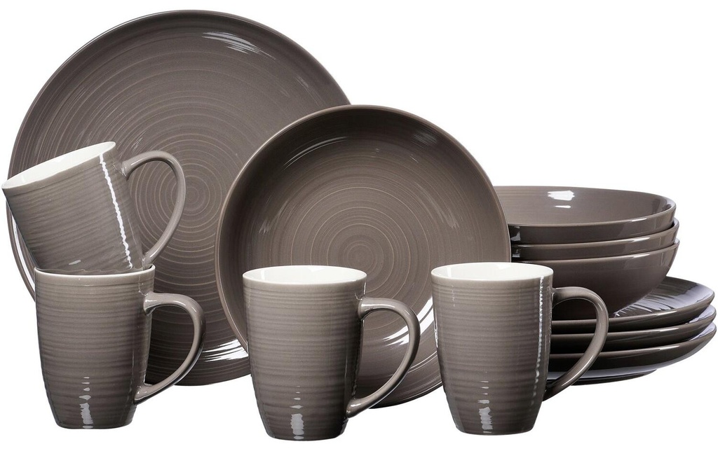 Ritzenhoff & Breker Set d’assiettes Suomi 12 pièces, taupe