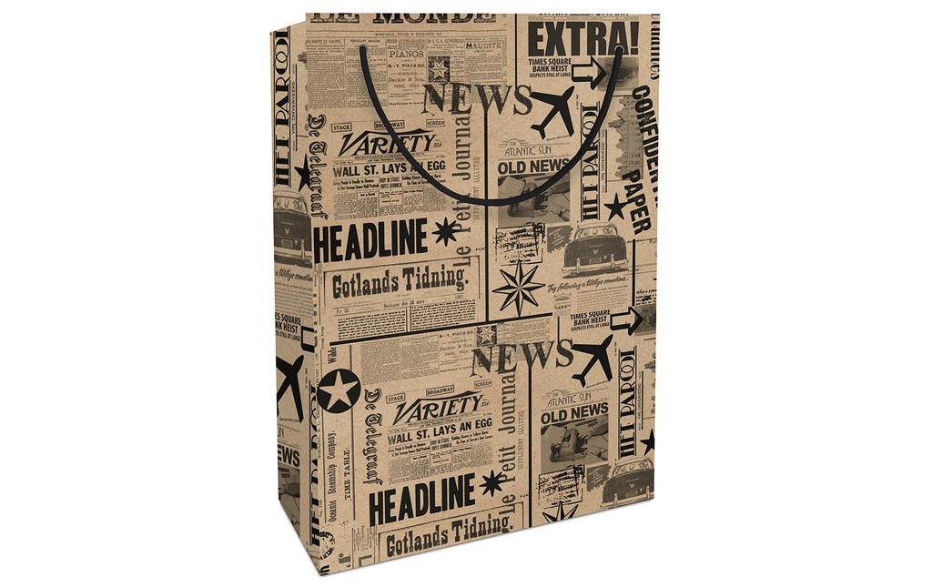 Braun + Company Sac cadeau News 23 x 33 x 11 cm, Brun