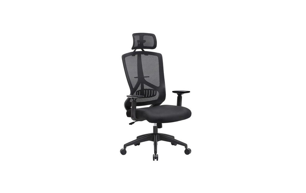 Songmics Chaise de bureau avec accoudoirs et repose-pieds Noir