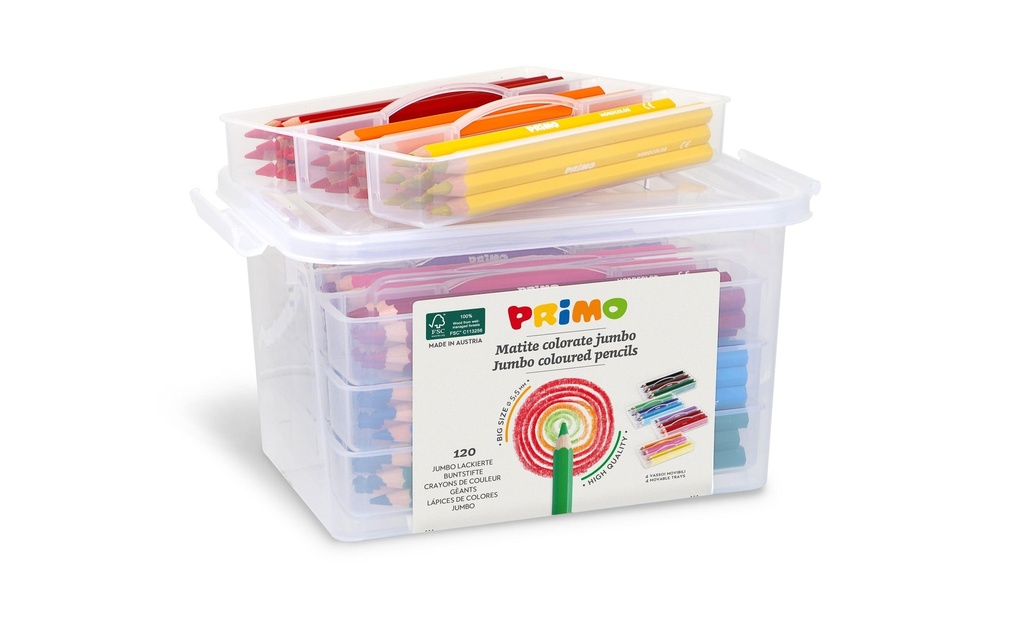 Primo Crayons de couleur Boîte d'école Jumbo 120 pièces