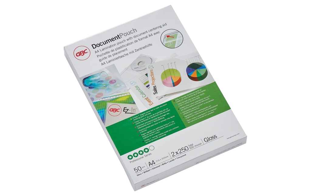 GBC Film laminé Document A4, 250 microns, 50 pièces, brillant