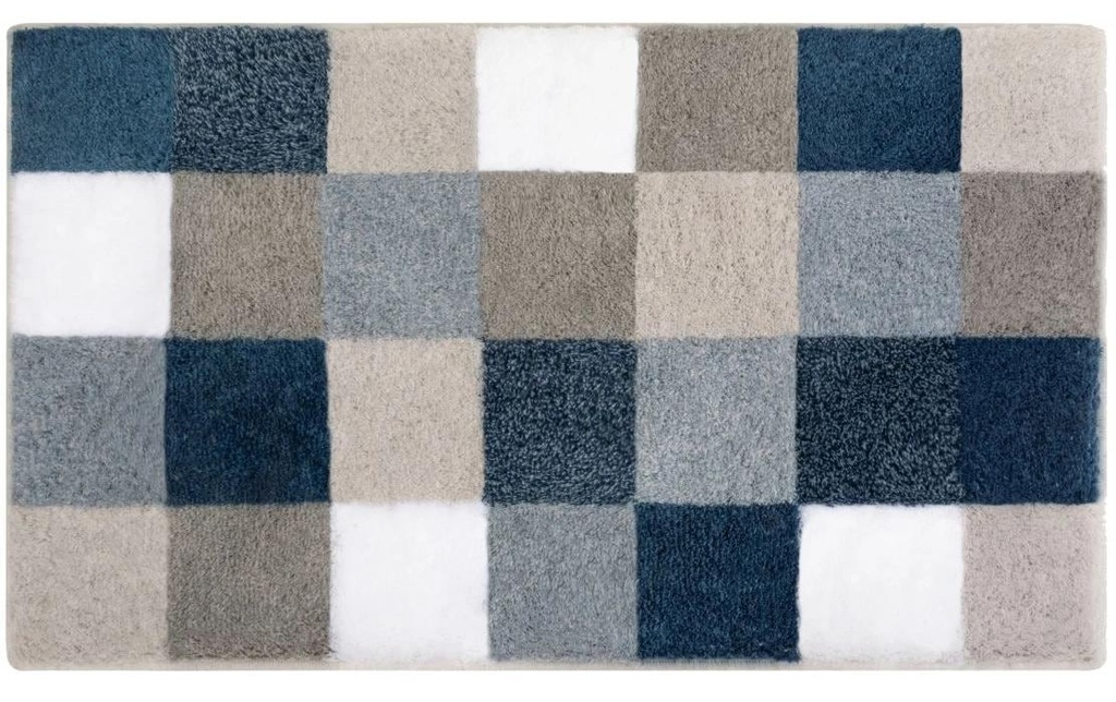 Kleine Wolke Tapis de bain Caro 70 x 120 cm, Bleu/Bleu marine/Gris/Blanc