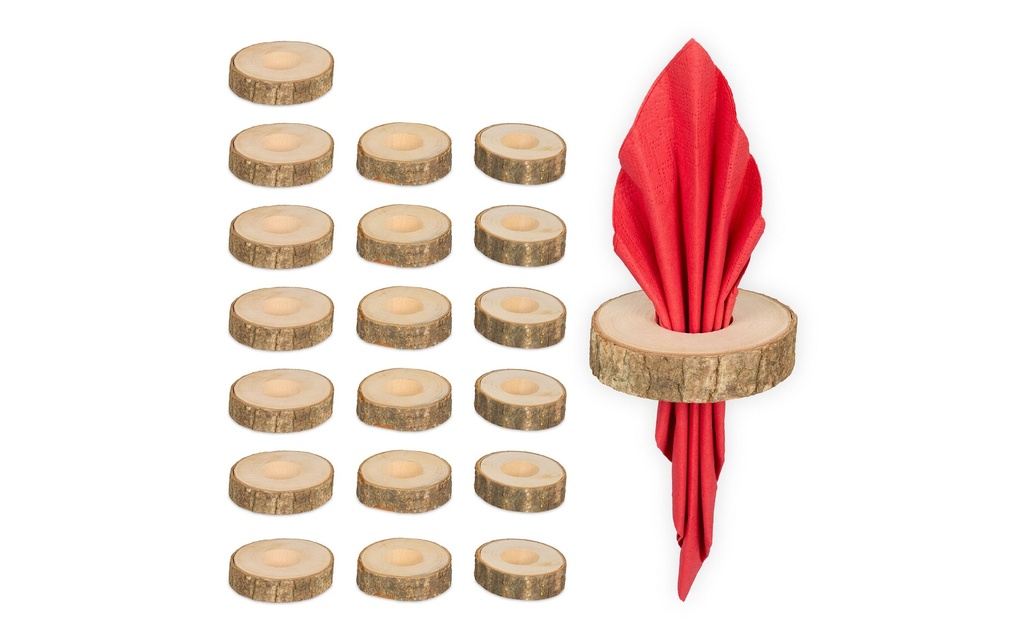 relaxdays Rond de serviette Nature, 20 pièces