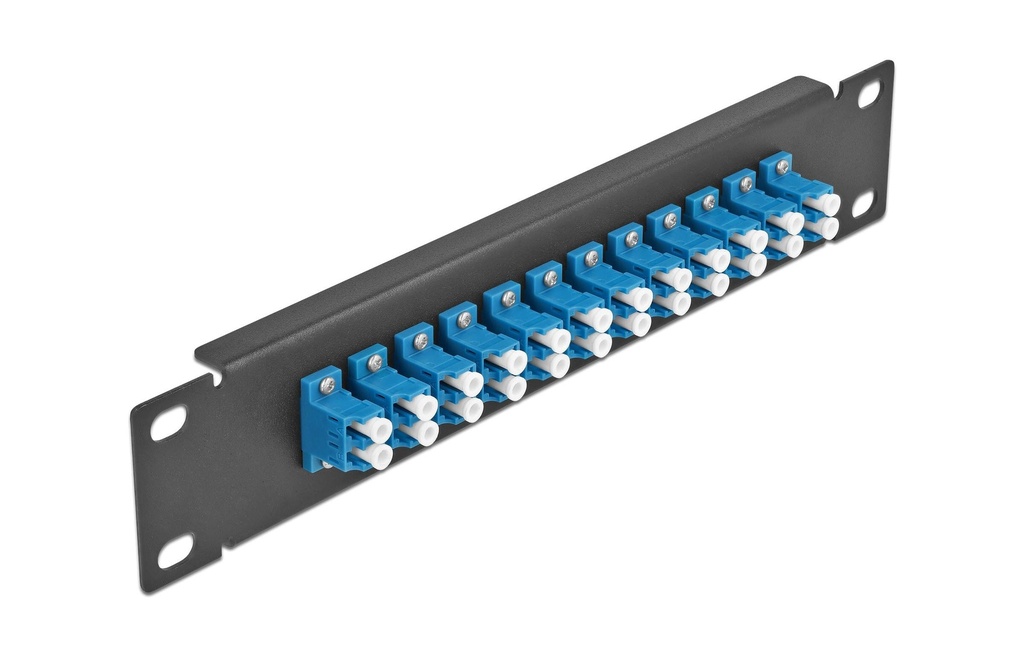 Delock Plaque de distribution Panneau 10″ de distribution de fibre optique, 12 ports LC Dupl noir