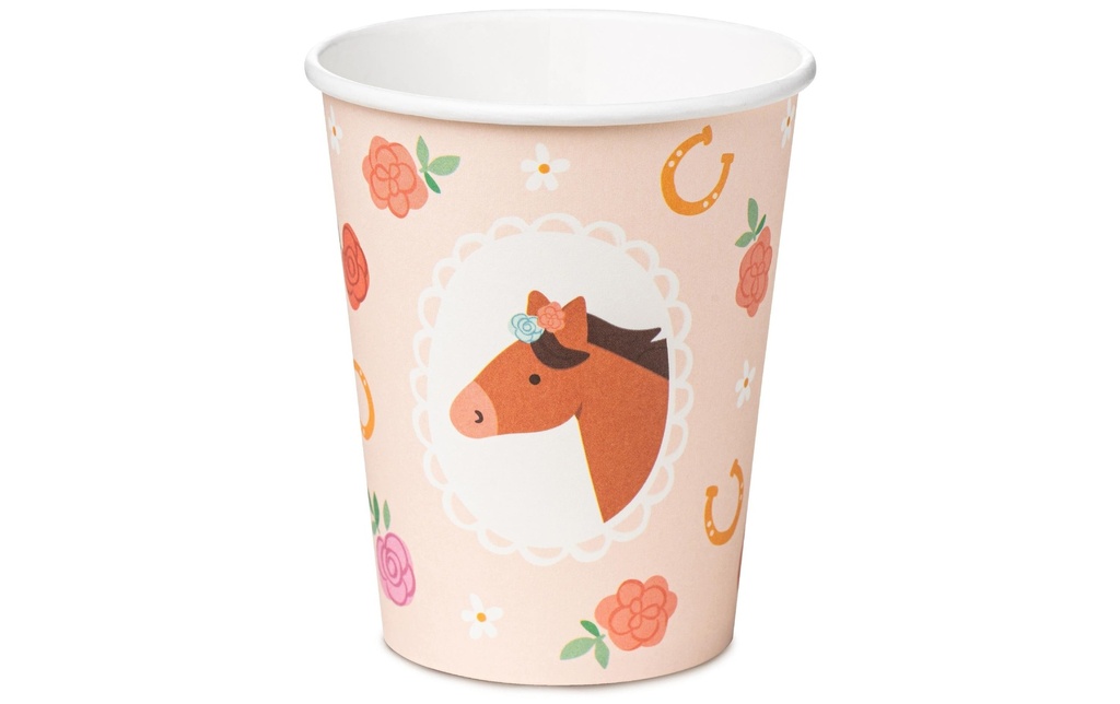 Partydeco Gobelets jetables cheval, 220 ml, 6 pièces