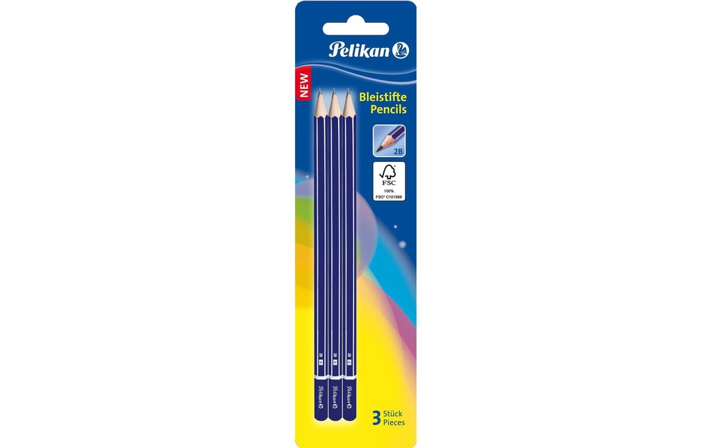 Pelikan Crayon 2B, bleu, 3 pièces