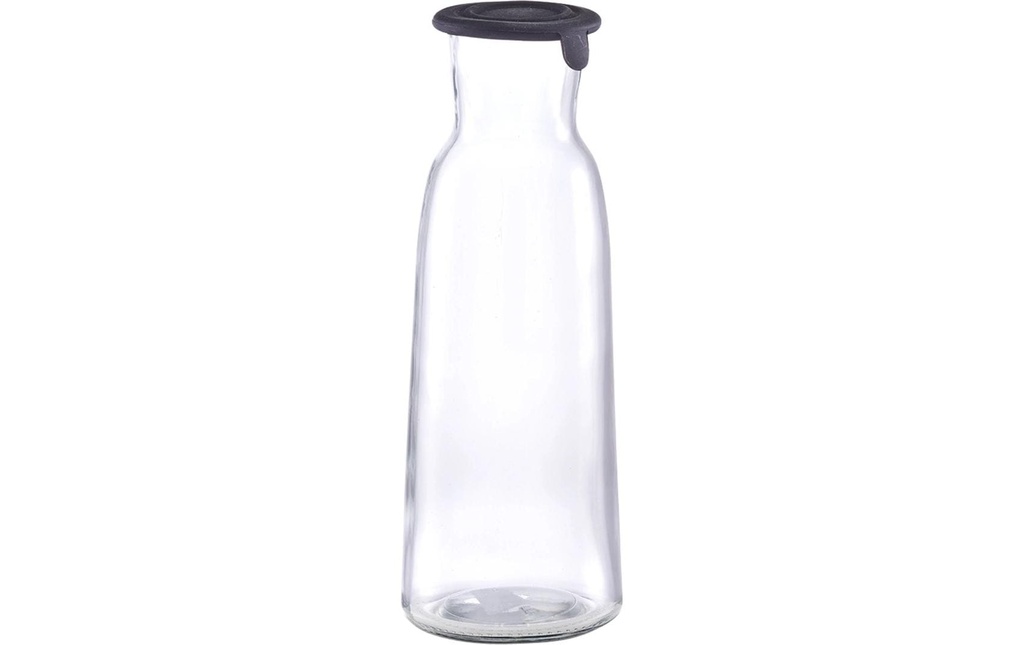 Zeller Present Carafe en verre avec couvercle en plastique 1 l, Transparent/Anthracite