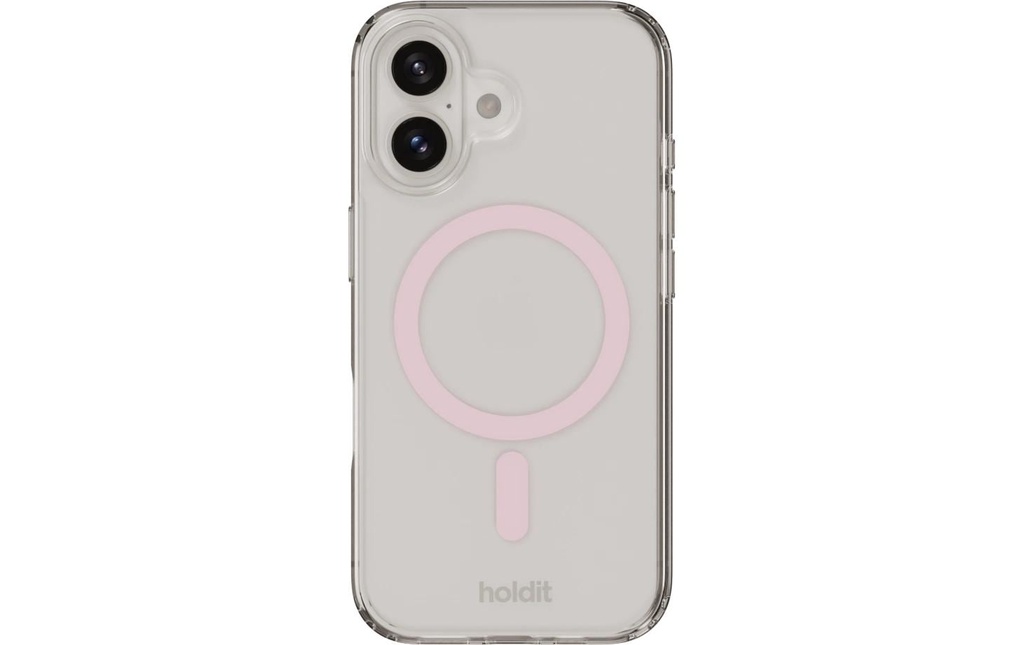 Holdit Coque arrière MagSafe iPhone 16 Transparent/Rose