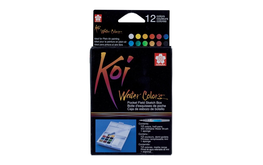 Talens Peinture pour aquarelle Koi Pocket Field Sketch Box 12 tasses