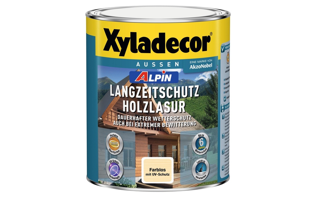 Xyladecor Lasure pour bois Alpin protection longue durée, Incolore, 1 L