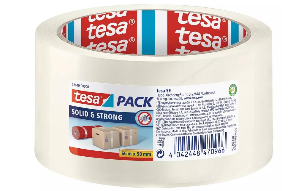 tesa Ruban adhésif -Set Solid & Strong, 6x 50 mm x 66 m, Transparent