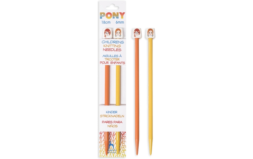 Pony Aiguilles à tricoter pour les enfants Taille 6, 18 cm