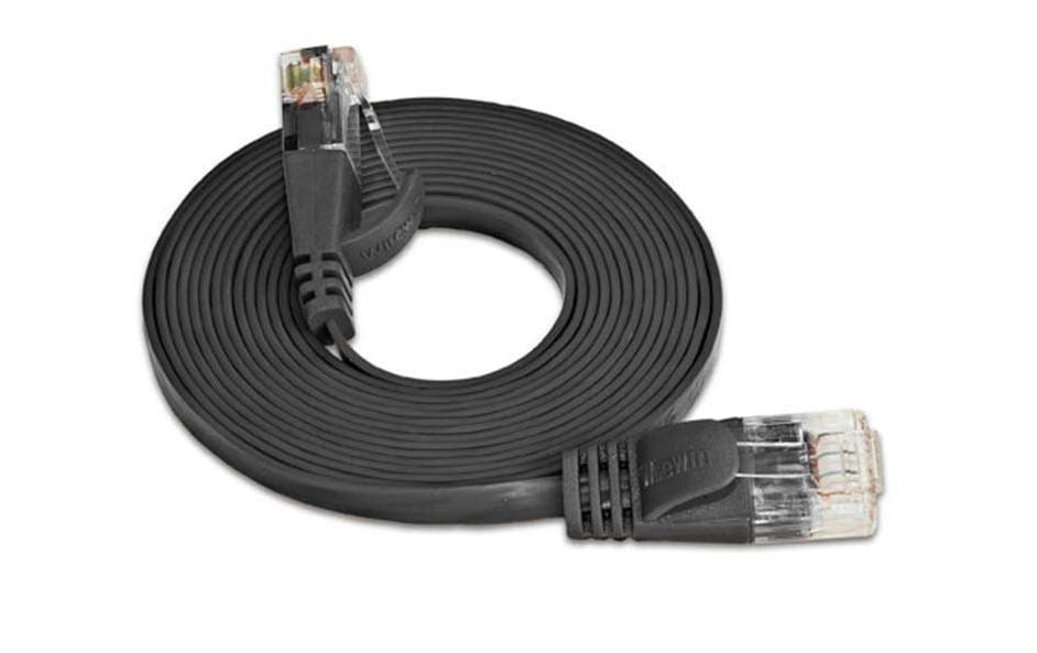 SLIM Câble patch slim RJ-45 - RJ-45, Cat 6, UTP, 0.15 m, Noir