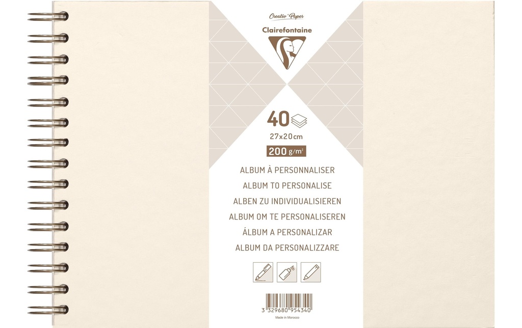 Clairefontaine Album photo DIY 27 x 20 cm, Vierge, Ivoire