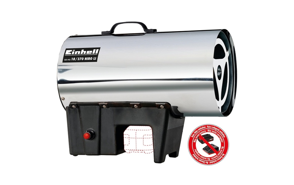 Einhell Soufflerie de chauffage Générateur d'air chaud sur batterie GE-HG 18/37Niro Li Solo