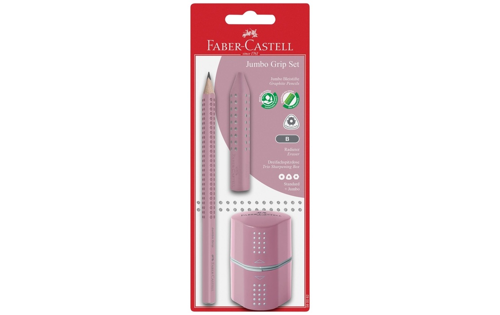 Faber-Castell Crayon Set Jumbo Grip 3 pièces, Rose Shadows