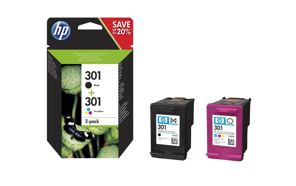 [770301123] HP HP cart.d'encre 301 bk+color (4 pces)