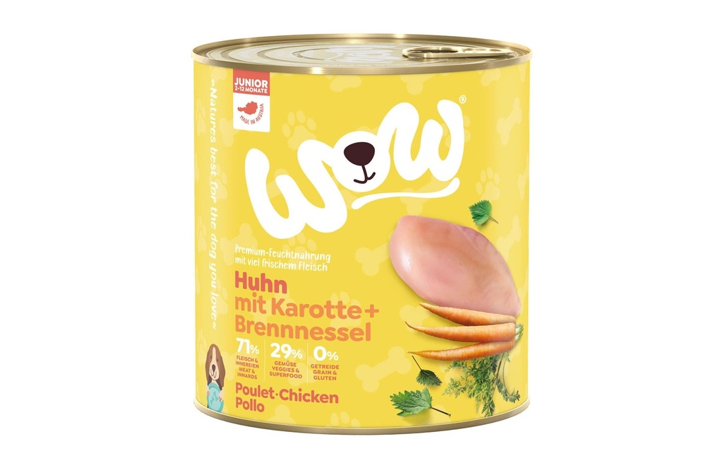 WOW Alimentation humide Poulet Junior, 800 g