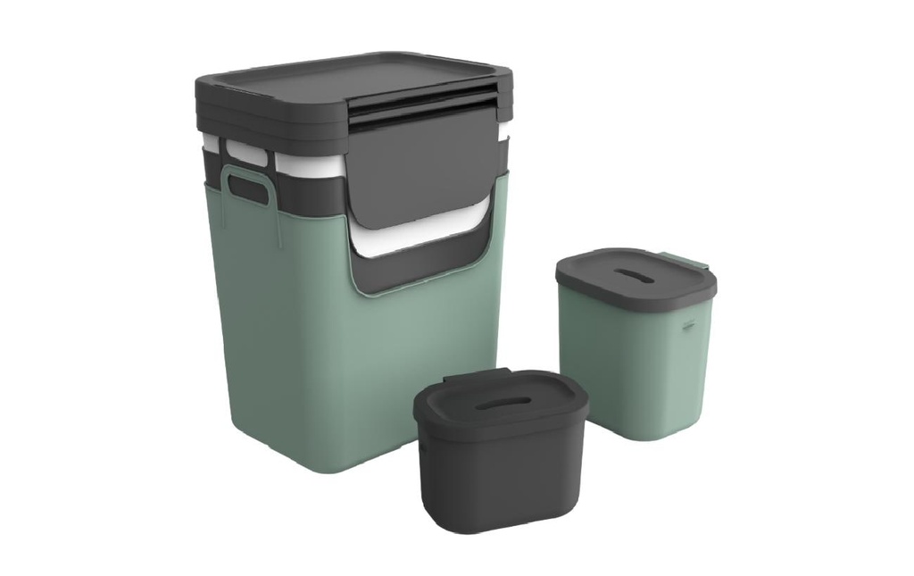 Rotho Bacs de recyclage Jive 99.2 l, Noir/Vert/Blanc
