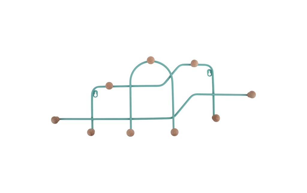 present time Portemanteau mural Maze 71 x 27 cm, turquoise