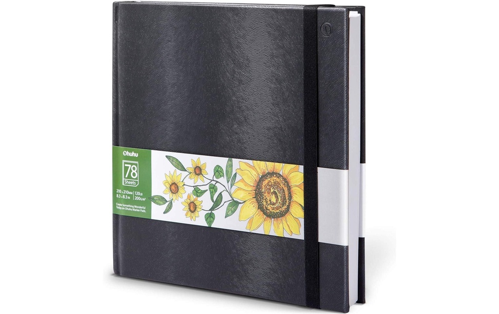 Ohuhu Carnet de croquis d'art, couverture rigide 200 g/m², 156 pages 21 x 21 cm