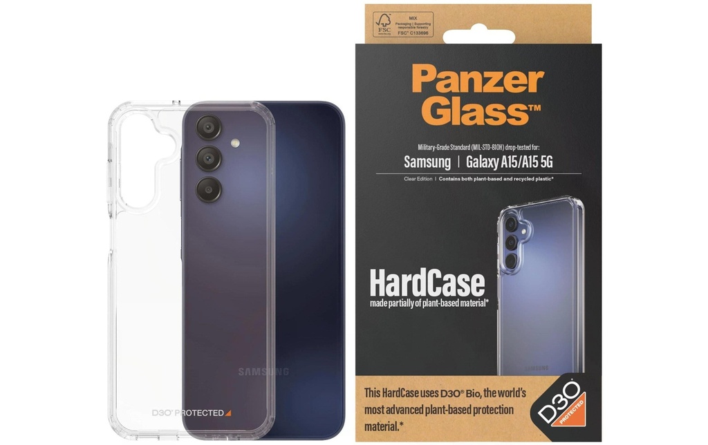 Panzerglass Coque arrière HardCase D3O Galaxy A15/Galaxy A15 5G Transparent