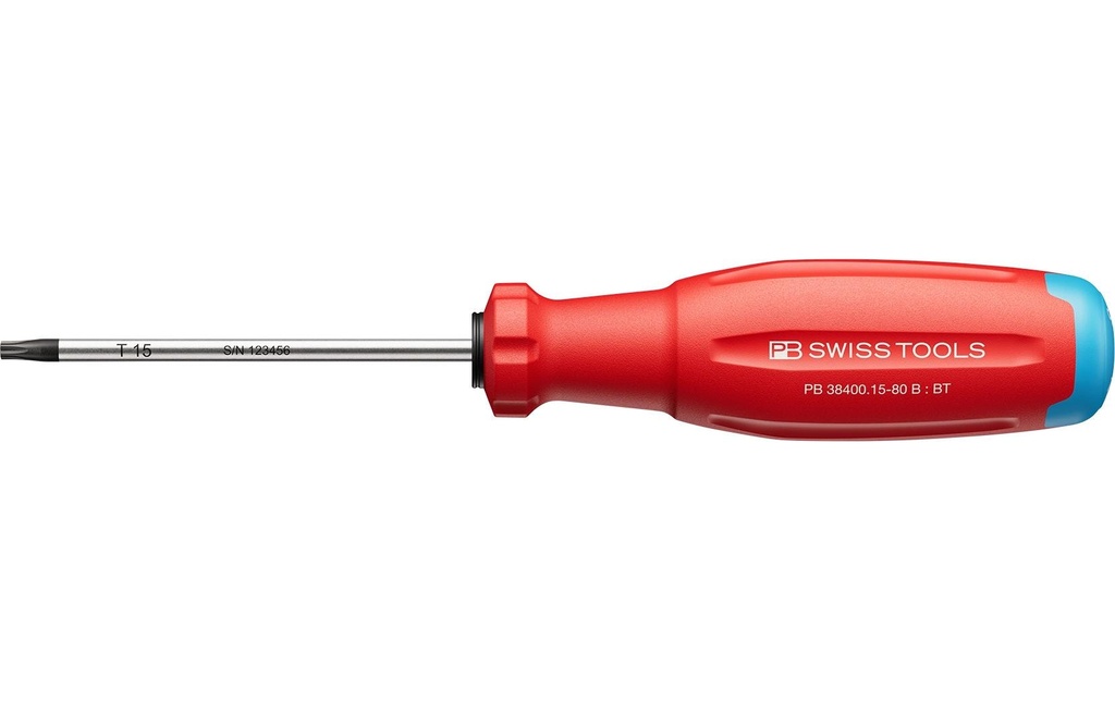 PB Swiss Tools Tournevis PB 38400.15-80 B Torx avec trou rouge