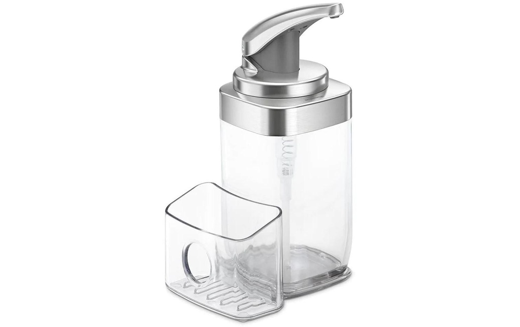 Simplehuman Dispenser di sapone con contenitore 650 ml, Transparent/Argenté