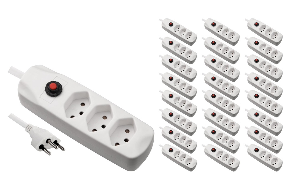 FURBER.power Bloc multiprises avec protection contre les surcharges 3x T13, 25 pièces, blanc