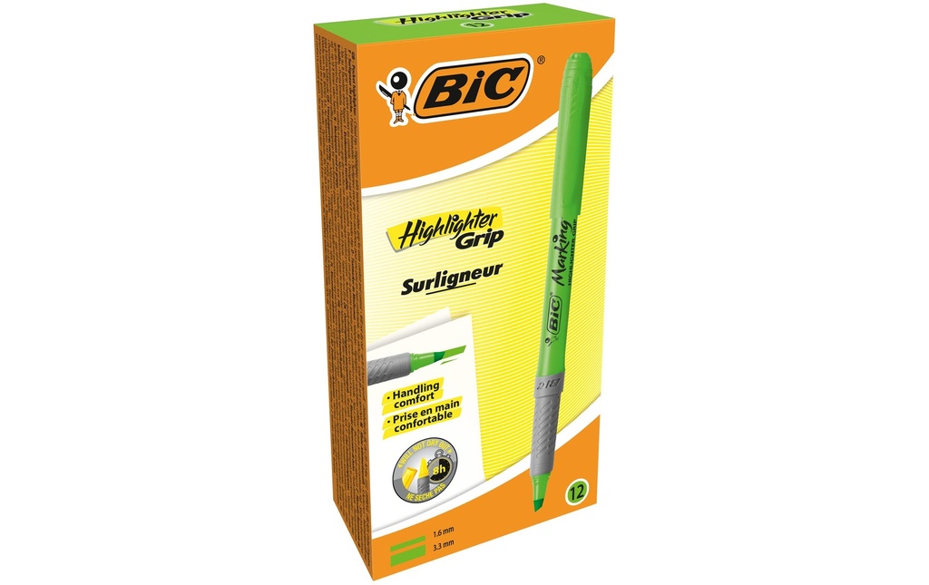 BIC Surligneur Brite Liner Grip 12 pièces, Vert