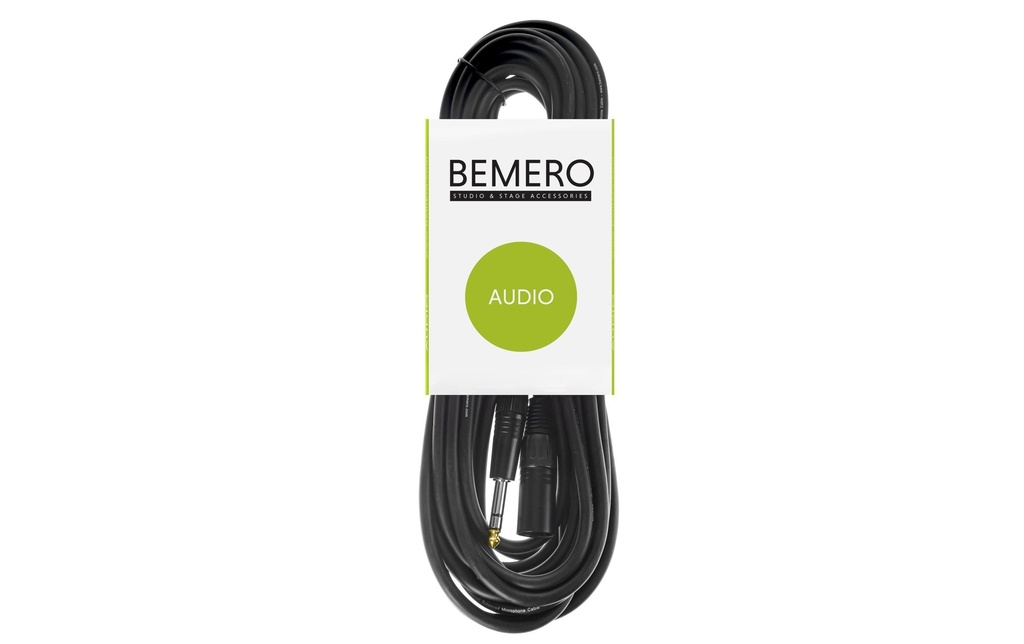 Bemero Câble XLR XLRm jack 6.3 symétrique 10 m, Noir