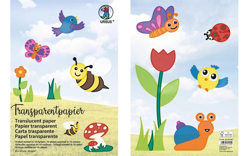 URSUS Papier transparent Papier cerf-volant 42 g/m2 20 x 30 cm