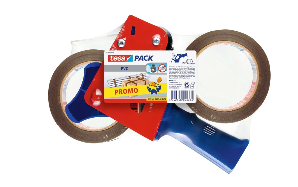 tesa Dérouleur tesapack Extra Strong 2x 50 mm x 66 m, Brun