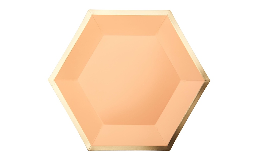 Rico Design Assiettes jetables Hexagone 27 x 23.5 cm, 10 Pièce/s, abricot/Doré