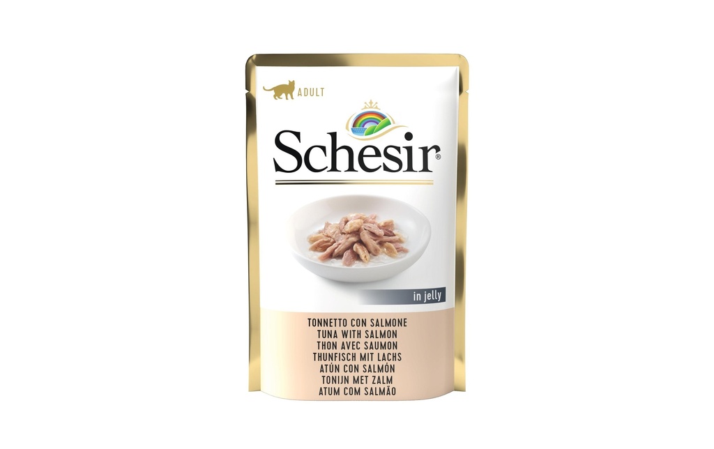 Schesir Alimentation humide Thon & saumon en gelée, 85 g
