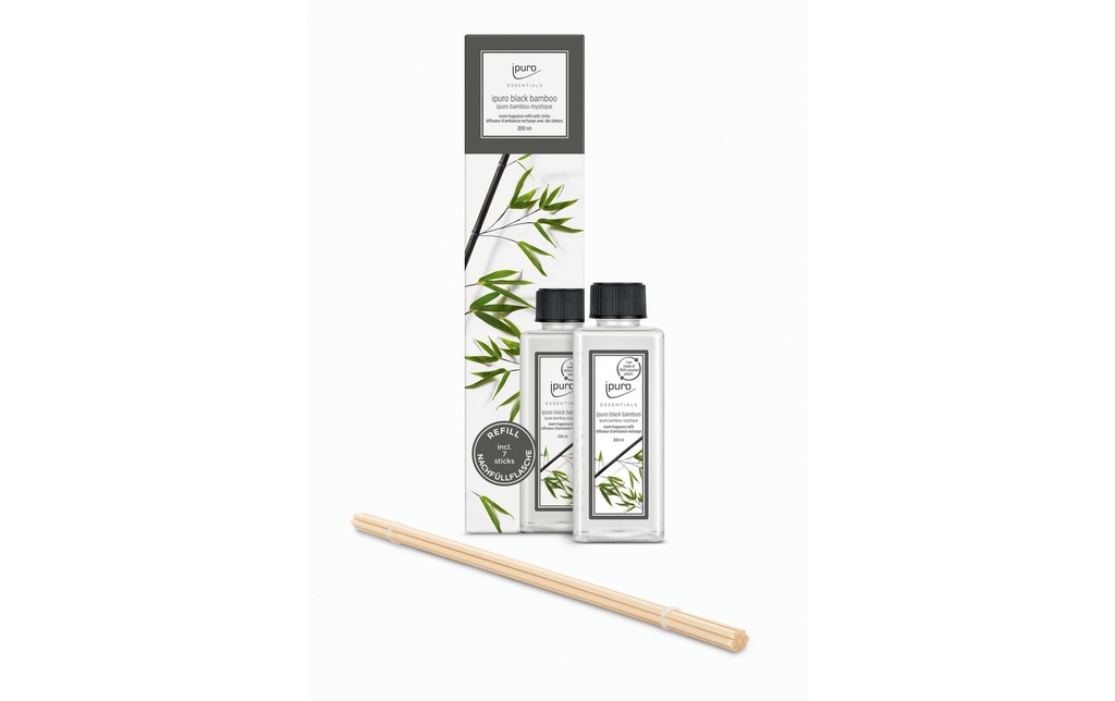 ipuro Bâtonnets parfumés Recharge Black Bamboo avec baguettes 200 ml