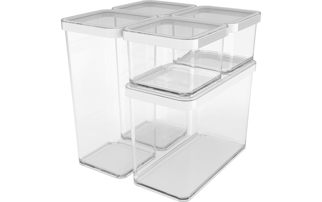 Rotho Boîte à provisions Loft 5 pièces, 6.1 l, Transparent/Blanc