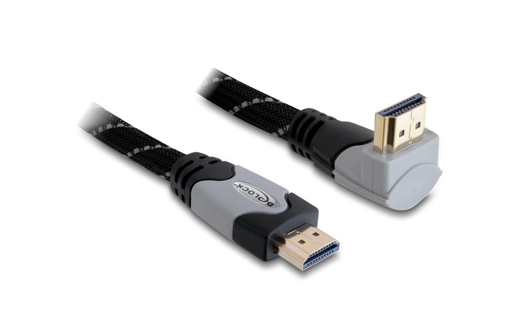 Delock Câble coudé en haut HDMI - HDMI, 3 m, Gris