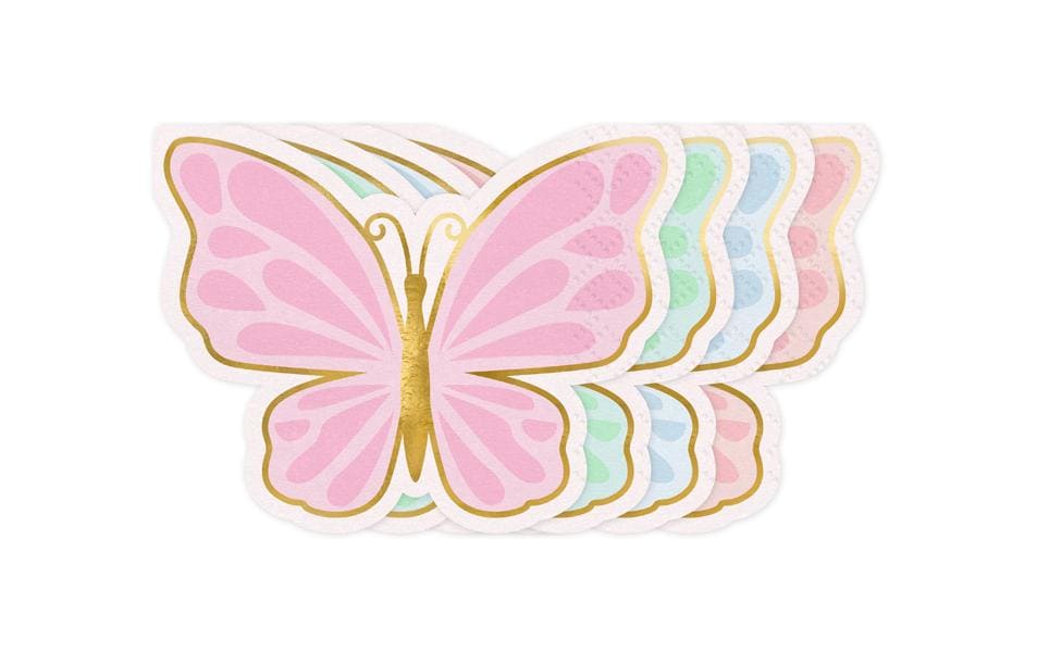 Partydeco Serviettes en papier Papillon 16 x 12 cm