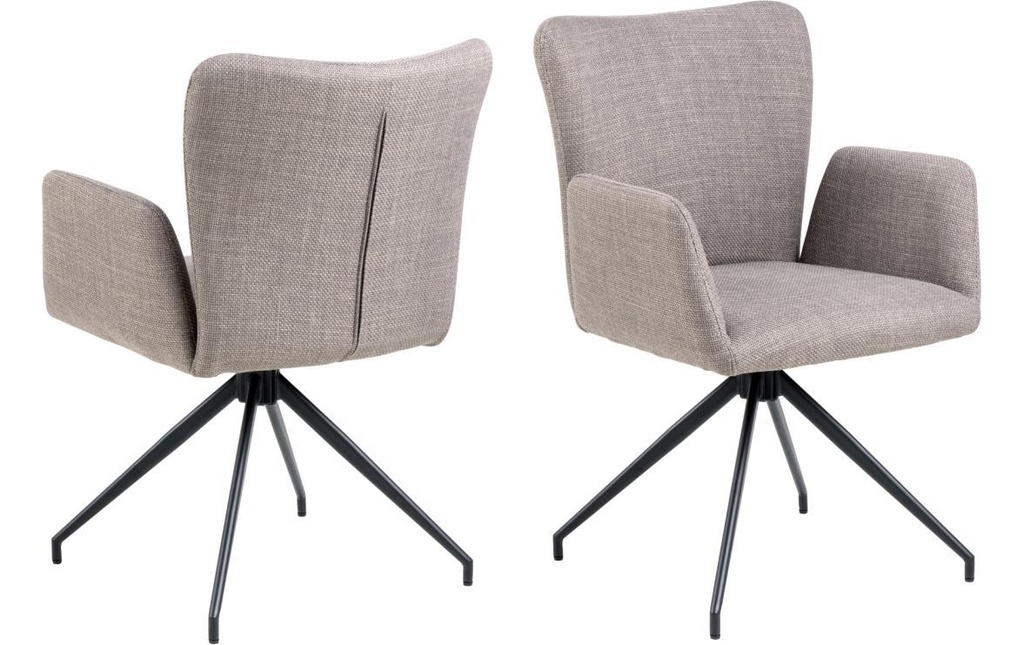 AC Design Chaise Laura Gris clair/noir, 2 pièces