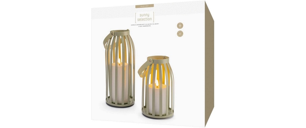 STT Kit de lanternes bougies solaires 2 pièces, vert