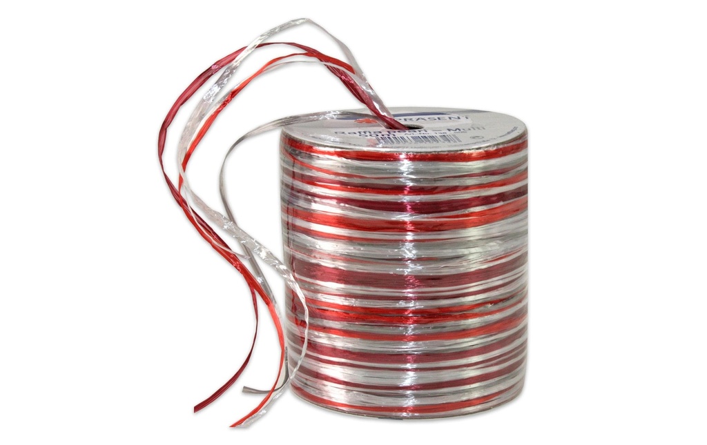 Pattberg Ruban cadeau Raffia Pearl 50 m, rouge/blanc